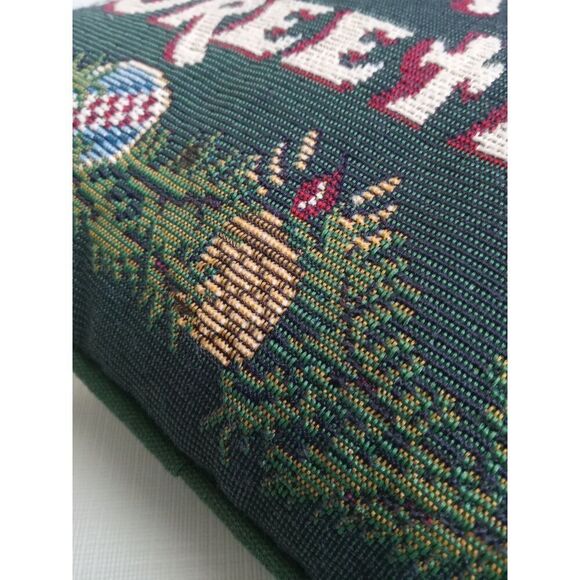 Vintage Dark Green Retangular Seasons Greeting Decorative Christmas Throw Pillow - Picture 11 of 12